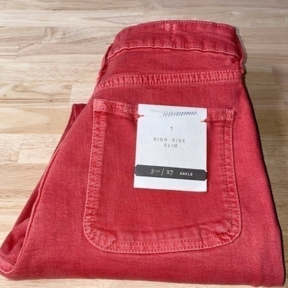 Pilcro High-Rise Slim Straight Jeans Red Denim 27 - Picture 7 of 13